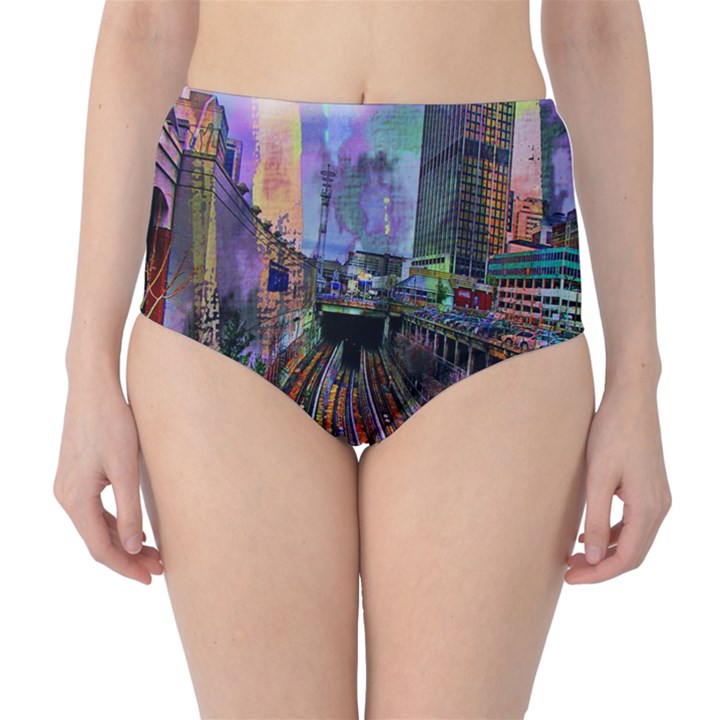 Downtown Chicago City High-Waist Bikini Bottoms