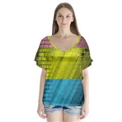 Brickwall Flutter Sleeve Top by Nexatart