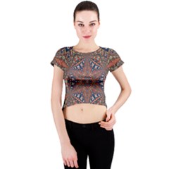 Armenian Carpet In Kaleidoscope Crew Neck Crop Top by Nexatart