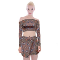 Armenian Carpet In Kaleidoscope Off Shoulder Top With Skirt Set