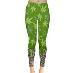 Forest Green Cannabis Marijuana Leggings  by PattyVilleDesigns