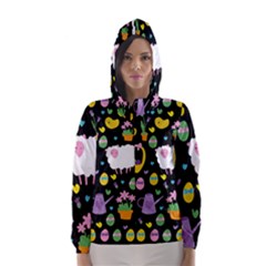 Cute Easter Pattern Hooded Wind Breaker (women) by Valentinaart