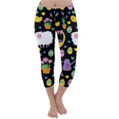 Cute Easter Pattern Capri Winter Leggings  by Valentinaart