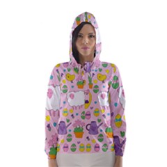 Cute Easter Pattern Hooded Wind Breaker (women) by Valentinaart