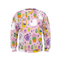 Cute Easter Pattern Kids  Sweatshirt by Valentinaart