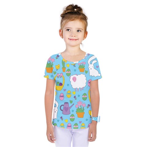 Cute Easter Pattern Kids  One Piece Tee by Valentinaart