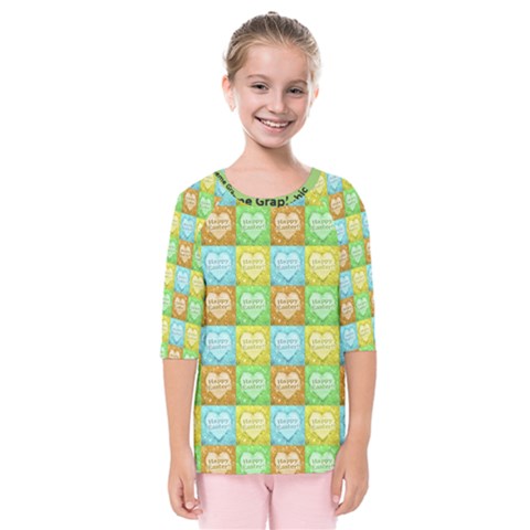 Colorful Happy Easter Theme Pattern Kids  Quarter Sleeve Raglan Tee by dflcprintsclothing