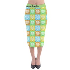 Colorful Happy Easter Theme Pattern Velvet Midi Pencil Skirt by dflcprintsclothing