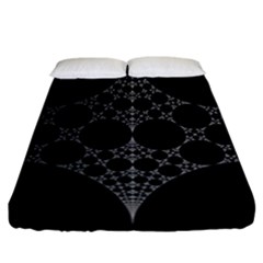 Drawing Of A White Spindle On Black Fitted Sheet (california King Size) by Nexatart