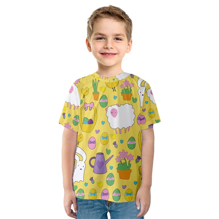 Cute Easter pattern Kids  Sport Mesh Tee