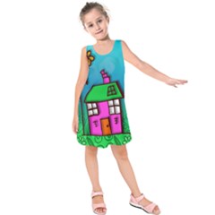 Cartoon Grunge Cat Wallpaper Background Kids  Sleeveless Dress