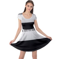 Piano Keys On The Black Background Cap Sleeve Dresses by Nexatart