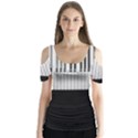 Piano Keys On The Black Background Butterfly Sleeve Cutout Tee  View1