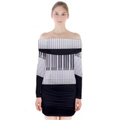 Piano Keys On The Black Background Long Sleeve Off Shoulder Dress by Nexatart