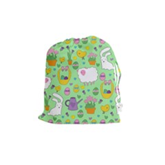 Cute Easter Pattern Drawstring Pouches (medium)  by Valentinaart