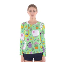 Cute Easter Pattern Women s Long Sleeve Tee