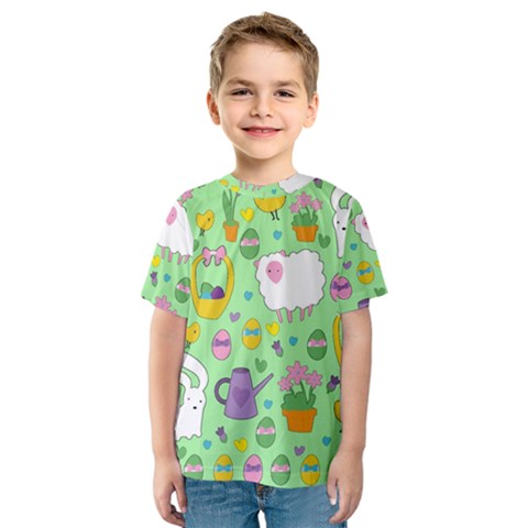 Cute Easter Pattern Kids  Sport Mesh Tee by Valentinaart