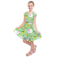 Cute Easter Pattern Kids  Short Sleeve Dress by Valentinaart