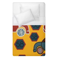 Husbands Cars Autos Pattern On A Yellow Background Duvet Cover (single Size) by Nexatart