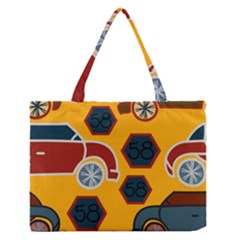 Husbands Cars Autos Pattern On A Yellow Background Medium Zipper Tote Bag by Nexatart