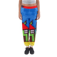 Colorful Illustration Of A Doodle House Women s Jogger Sweatpants by Nexatart