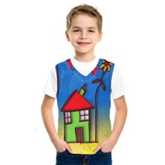 Colorful Illustration Of A Doodle House Kids  Sportswear