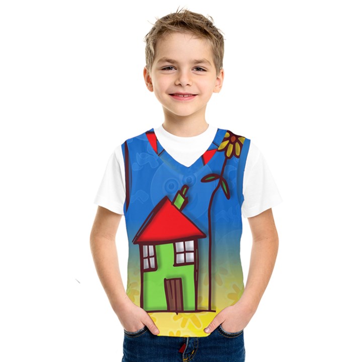 Colorful Illustration Of A Doodle House Kids  SportsWear