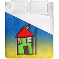 Colorful Illustration Of A Doodle House Duvet Cover (california King Size) by Nexatart