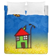 Colorful Illustration Of A Doodle House Duvet Cover Double Side (queen Size)