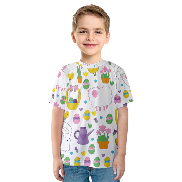 Cute Easter pattern Kids  Sport Mesh Tee