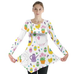 Cute Easter Pattern Long Sleeve Tunic  by Valentinaart