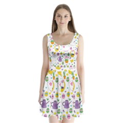 Cute Easter Pattern Split Back Mini Dress 