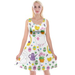 Cute Easter Pattern Reversible Velvet Sleeveless Dress by Valentinaart