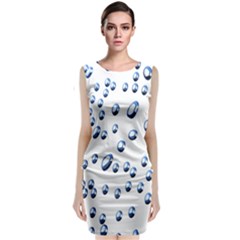 Water Drops On White Background Classic Sleeveless Midi Dress by Nexatart