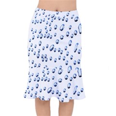 Water Drops On White Background Mermaid Skirt