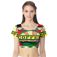 Coffee Tin A Classic Illustration Short Sleeve Crop Top (tight Fit) by Nexatart