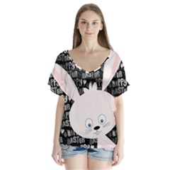 Easter Bunny  Flutter Sleeve Top by Valentinaart