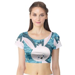 Easter Bunny  Short Sleeve Crop Top (tight Fit) by Valentinaart