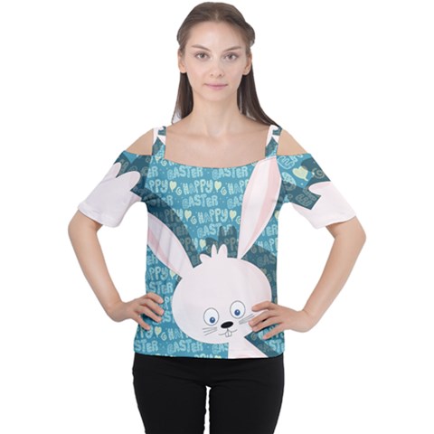 Easter Bunny  Women s Cutout Shoulder Tee by Valentinaart