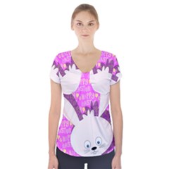 Easter Bunny  Short Sleeve Front Detail Top by Valentinaart