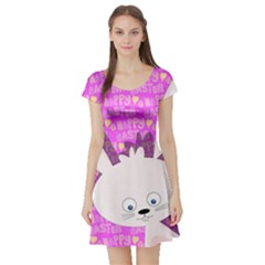 Easter Bunny  Short Sleeve Skater Dress by Valentinaart