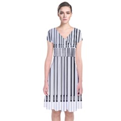 Abstract Piano Keys Background Short Sleeve Front Wrap Dress by Nexatart