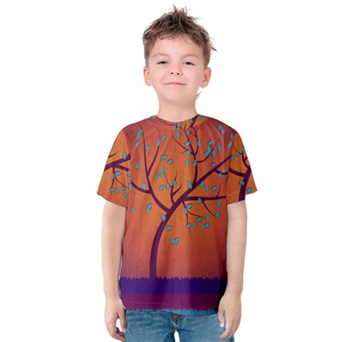 Beautiful Tree Background Kids  Cotton Tee by Nexatart