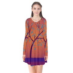 Beautiful Tree Background Flare Dress