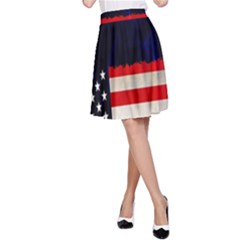 Grunge American Flag Background A-line Skirt by Nexatart