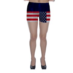 Grunge American Flag Background Skinny Shorts by Nexatart