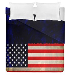 Grunge American Flag Background Duvet Cover Double Side (queen Size)