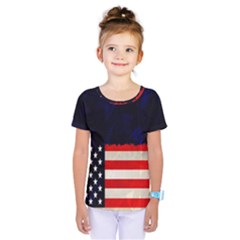 Grunge American Flag Background Kids  One Piece Tee