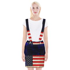 Grunge American Flag Background Suspender Skirt by Nexatart