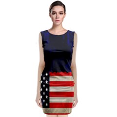 Grunge American Flag Background Sleeveless Velvet Midi Dress